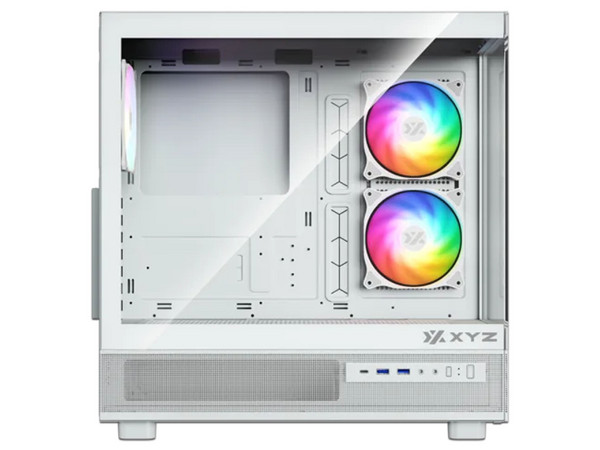 Gabinete XYZ AURORAX 50, Mid Tower, E-ATX, Incluye 4 Ventiladores ARGB de 120mm, Cristal Templado, No Incluye Fuente de Poder. Color Blanco.