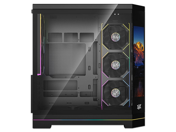 Gabinete XYZ NEUTRON X PRO, Mid Tower, ATX, Incluye 5 Ventiladores ARGB de 120mm, Panel de Cristal Templado, No Incluye Fuente de Poder. Color Negro.