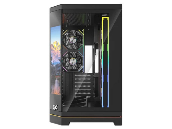 Gabinete XYZ NEUTRON X PRO, Mid Tower, ATX, Incluye 5 Ventiladores ARGB de 120mm, Panel de Cristal Templado, No Incluye Fuente de Poder. Color Negro.