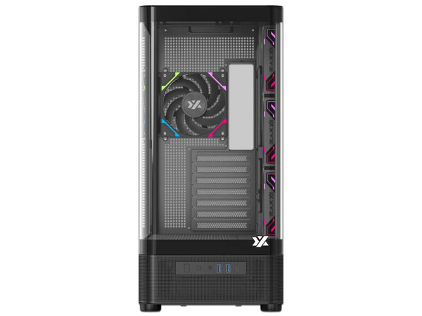 Gabinete XYZ Quantum Pro, Mid Tower, ATX, Pantalla Lateral, Panel de Cristal Templado Curvado, No Incluye Fuente de Poder. Color Negro.