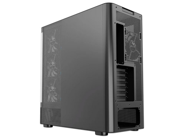 Gabinete XYZ Quantum Pro, Mid Tower, ATX, Pantalla Lateral, Panel de Cristal Templado Curvado, No Incluye Fuente de Poder. Color Negro.