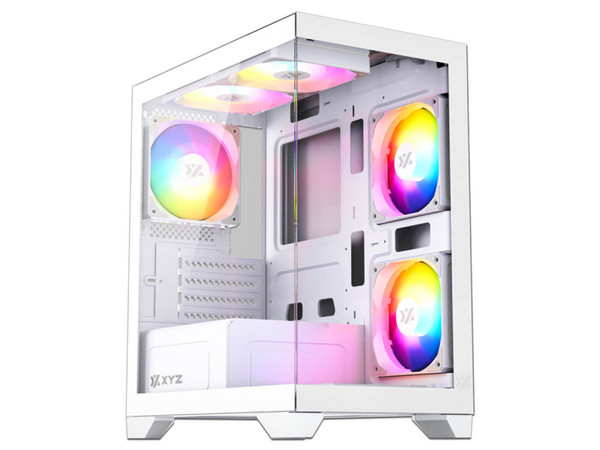 Gabinete XYZ Titanium View Lite, Mid Tower, Micro-ATX, Panel de Cristal Templado, No Incluye Fuente de Poder. Color Blanco.