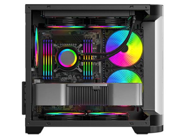 Gabinete XZEAL XZC1, Mid Tower, Micro-ATX, Incluye 3 Ventiladores de 120mm, Panel Curvo, No Incluye Fuente de Poder. Color Negro.