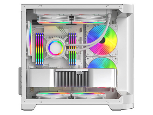 Gabinete Gamer XZEAL XZC1, M-ITX, 3 Ventiladores, Panel Curvo. Color Blanco.