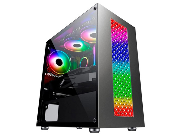 Gabinete Gamer Yaguaret Flicker, Micro-ATX, ARGB, (No incluye fuente de poder). Color Negro.