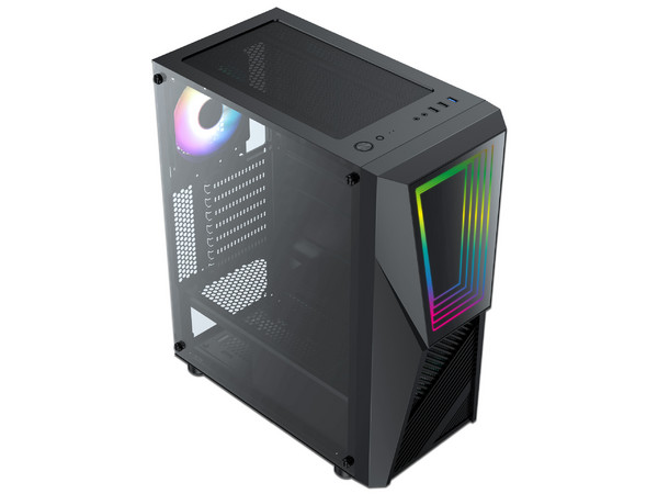 Gabinete Gamer Yaguaret Infinity, RGB, ATX, (sin fuente de poder), color Negro.