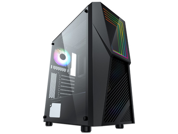 Gabinete Gamer Yaguaret Infinity, RGB, ATX, (sin fuente de poder), color Negro.