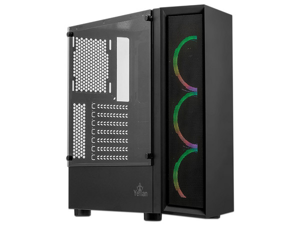 Gabinete Gamer Yeyian YCH-ATAB-01BK, Mid-Tower, ATX, Vidrio templado (sin fuente de poder). Color Negro.