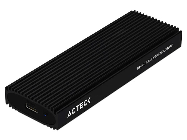 Gabinete Carcasa de Aluminio Acteck USB-C 3.2 de Unidad de estado solido NVME M.2 de hasta 4TB Externo, Soporta M Key y B Key. Color Negro