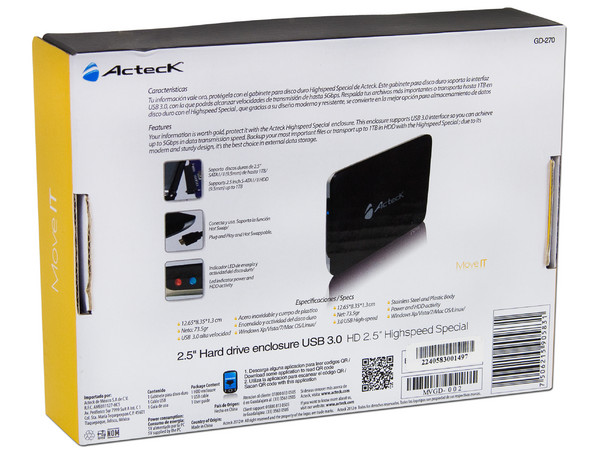 Gabinete Acteck GD-270 para Disco Duro de 2.5