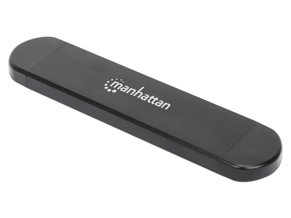 Gabinete Manhattan de SSD NVMe M.2 a USB-C y USB-A. Color Negro.