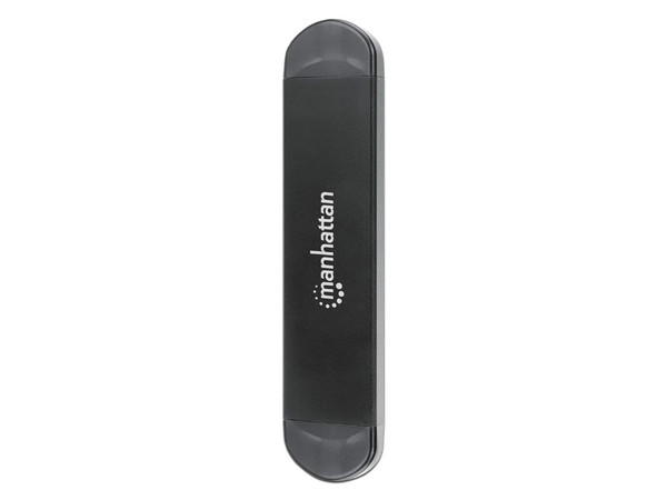 Gabinete Manhattan de SSD NVMe M.2 a USB-C y USB-A. Color Negro.
