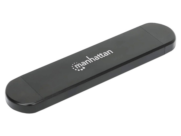 Gabinete Manhattan de SSD NVMe M.2 a USB-C y USB-A. Color Negro.