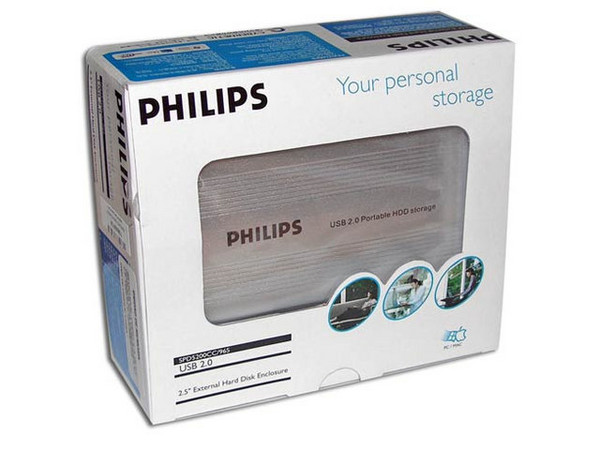 Gabinete para Disco Duro Philips, Convierte tu Disco Duro de Laptop (2.5 Pulg) en un Disco Externo USB 2.0