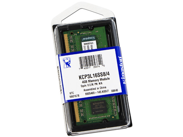 Memoria SODIMM Kingston DDR3L PC3L-12800 (1600 MHz) CL11, 4 GB.
