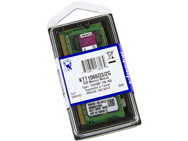 Memoria Kingston de 2GB, Modelo: KTT1066D3/2G