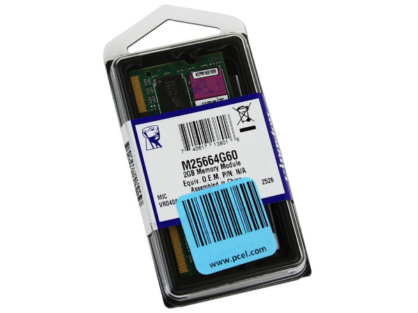 Memoria Kingston de 2GB, Modelo: M25664G60