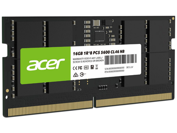 Memoria ACER SD200 de 16GB, DDR5 5600 MHz, CL46.