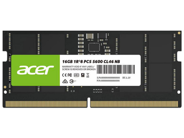 Memoria ACER SD200 de 16GB, DDR5 5600 MHz, CL46.