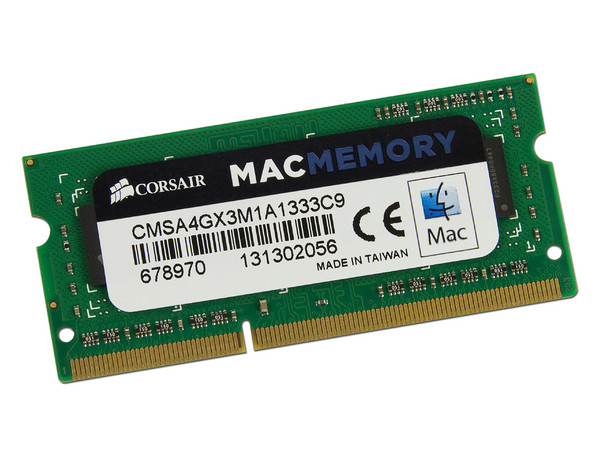 Memoria SODIMM Corsair DDR3 PC3-10600 (1333 MHz), 4 GB. Para Apple iMac, MacBook y MacBook Pro
