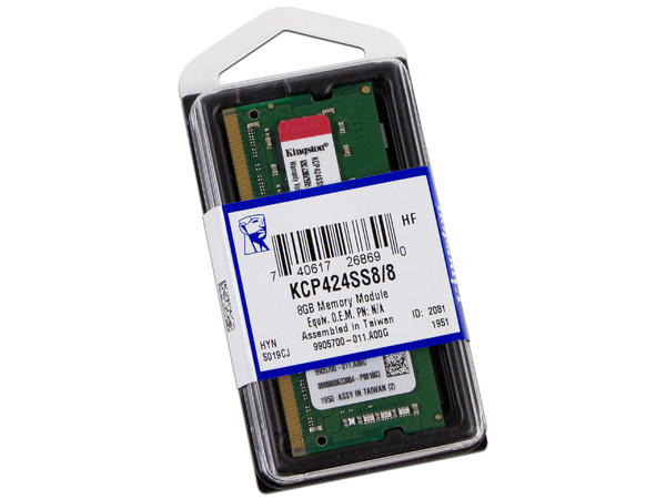 Memoria Kingston SODIMM DDR4 PC4-19200 (2400MHz), 8 GB.