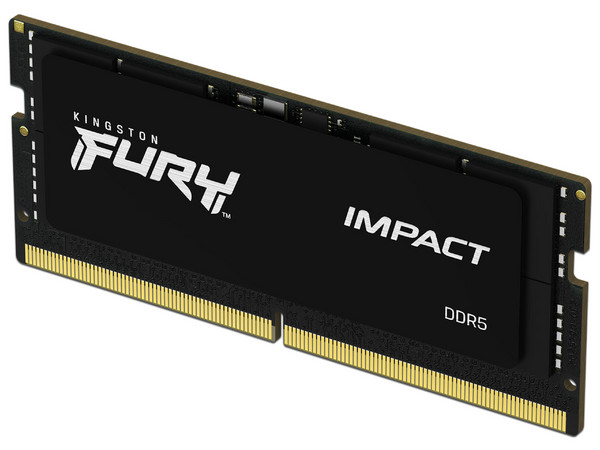 Memoria SODIMM Kingston Fury Impact, DDR5 PC5-51200 (6400 MHz), CL38, 16GB. Color Negro.