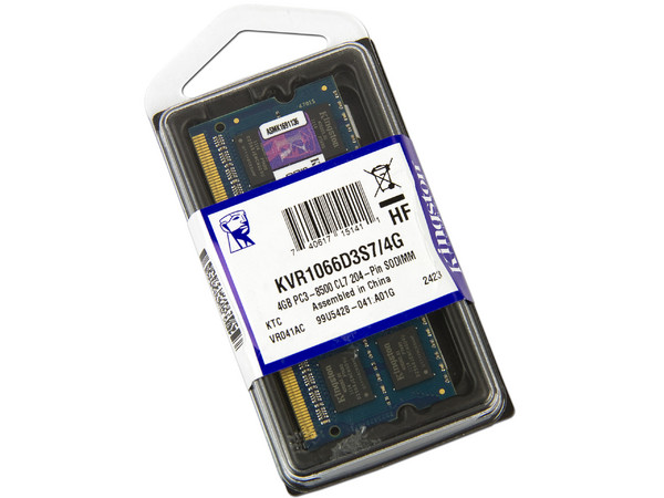Memoria Kingston SODIMM DDR3 PC3-8500 (1066MHz) CL7, 4GB