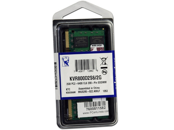 Memoria Kingston SODIMM DDR2 PC2 6400, 200Pines, 2GB.