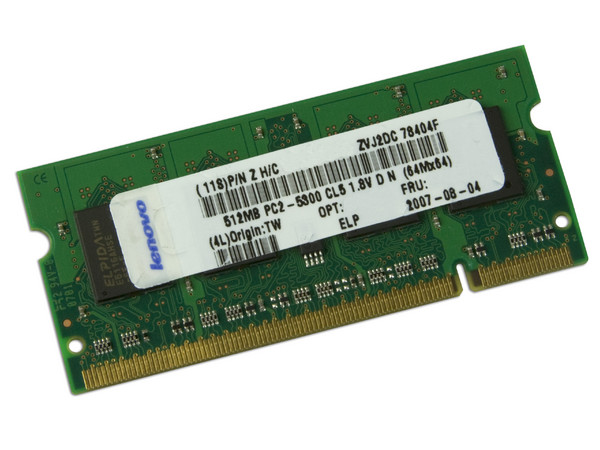 Memoria ELPIDA SODIMM DDR2 PC2 5300, CL5, 512MB
Compatible con Laptop Lenovo ThinkPad SL400 (27434DS)