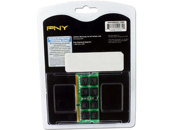 Memoria PNY Optima SODIMM DDR3 PC3-8500 (1066MHz) CL7, 4GB