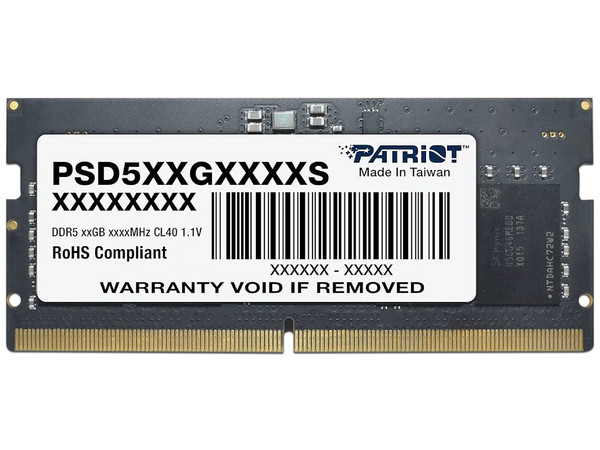 Memoria SODIMM Patriot Signature Line DDR5 PC5-38400 (4800MHz), CL40, 32GB.