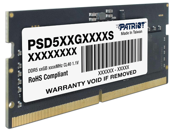 Memoria SODIMM Patriot Signature Line DDR5 PC5-38400 (4800MHz), CL40, 32GB.