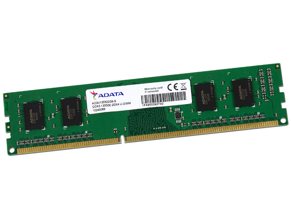 Memoria ADATA DDR3, PC3-10600 (1333 MHz), CL9, 2GB.