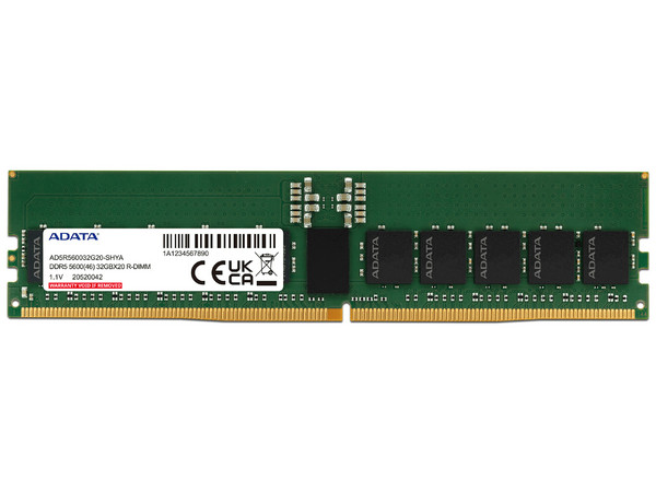 Memoria DIMM Adata DDR5 R-DIMM, (5600MHz), CL46, 32GB. Color Verde