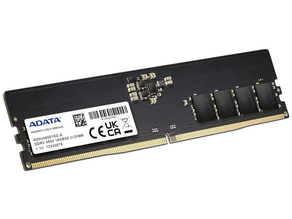 Memoria DIMM Adata, DDR5 PC5-38400 (4800MHz), CL40, 16GB, Color Negro.