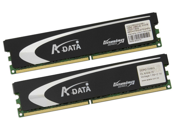 Memoria ADATA Gaming Series de 4GB (2x2GB) 
DDR2 1066MHz (PC2 8500)
Timing: 6-6-6-15, Voltaje: 1.9V~2.1V
Modelo: DDR2 1066G Dual Kit 4G  
