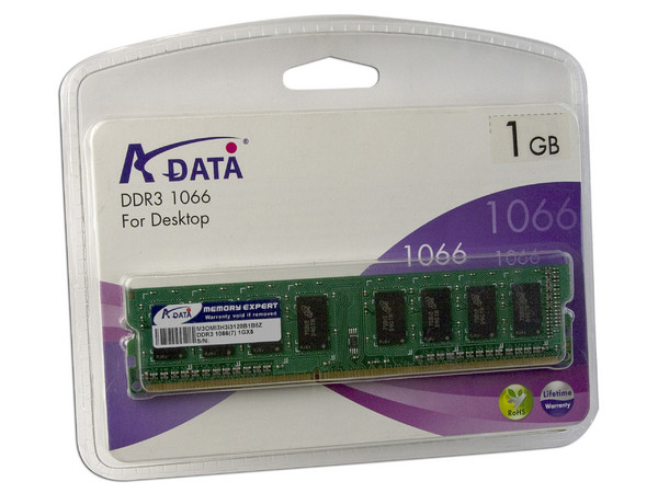 Memoria ADATA DDR3, PC3-8500 (1066Mhz), 1GB