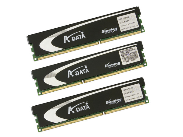 Memoria ADATA XPG de 6GB (3x2GB) DDR3 1333MHz (PC3-10600)
Timing: 8-8-8-24, Voltaje: 1.65V~1.85V
Modelo: DDR3 1333G Tri-Channel 6G
Recomendada para Intel Core i7
