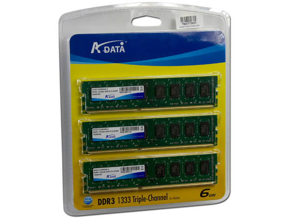 Memoria ADATA de 6GB (3x2GB) DDR3 1333MHz (PC3-10600)
Modelo: DDR3 1333G Tri-Channel 6G
Recomendada para Intel Core i7