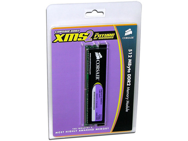 Memoria Corsair XMS2 de 512MB DDR2 675MHz
Timing: 4-4-4-12, Voltaje: 1.9V
Modelo: CM2X512-5400C4