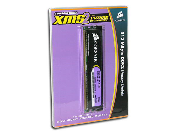 Memoria Corsair XMS2 de 512MB DDR2 800 (PC2 6400).
Timing: 5-5-5-12, Cas Latency: 5, Voltaje: 2.1V
Modelo: CM2X512A-6400