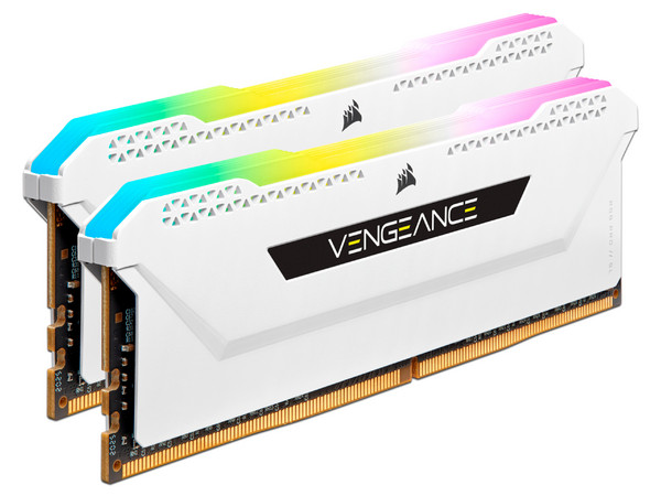 Kit de Memorias Corsair Vengeance RGB Pro SL DDR4 PC4-28800 (3600MHz), 16GB (2 x 8GB), iluminación RGB, Color Blanco.