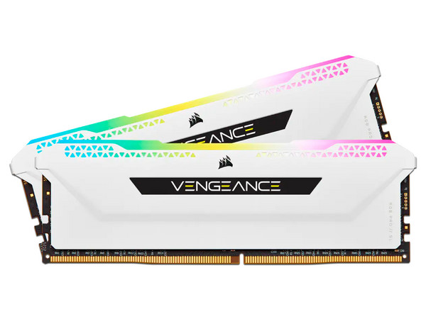 Kit de Memorias Corsair Vengeance RGB Pro SL DDR4 PC4-28800 (3600MHz), 16GB (2 x 8GB), iluminación RGB, Color Blanco.