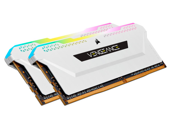 Kit de Memorias Corsair Vengeance RGB Pro SL DDR4 PC4-28800 (3600MHz), 16GB (2 x 8GB), iluminación RGB, Color Blanco.