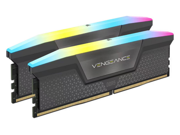 Memoria DIMM Corsair VENGEANCE RGB, DDR5 PC5-41600 (5200 MHz), CL40, RGB, 32GB (2 x 16GB). Color Negro.