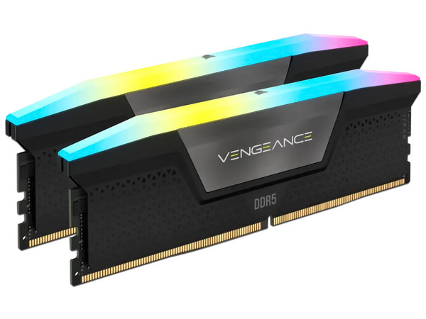 Memoria DIMM Corsair VENGEANCE RGB, DDR5 PC5-41600 (5200 MHz), CL40, 64GB (2 x 32GB). Color Negro.