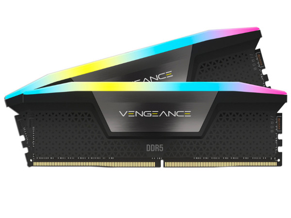 Memoria DIMM Corsair VENGEANCE RGB, DDR5 PC5-41600 (5200 MHz), CL40, 64GB (2 x 32GB). Color Negro.