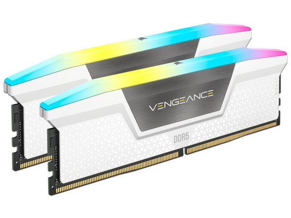 Memoria DIMM Corsair VENGEANCE RGB, DDR5 PC5-41600 (5200 MHz), CL40, RGB, 64GB (2 x 32GB). Color Blanco.