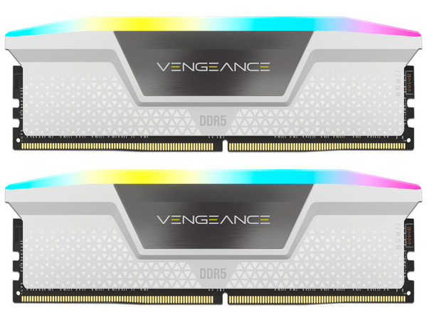 Memoria DIMM Corsair VENGEANCE RGB, DDR5 PC5-41600 (5200 MHz), CL40, RGB, 64GB (2 x 32GB). Color Blanco.