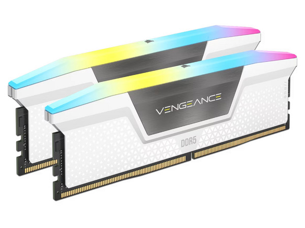 Memoria DIMM CORSAIR VENGEANCE RGB, DDR5 PC5-48000 (6000MHz), CL30, 64GB (2 x 32GB). Color Blanco.